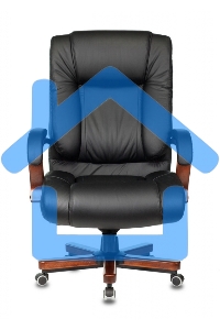 Кресло руководителя Бюрократ T-9925WALNUT/BLACK черный, кожа, крестовина дерево