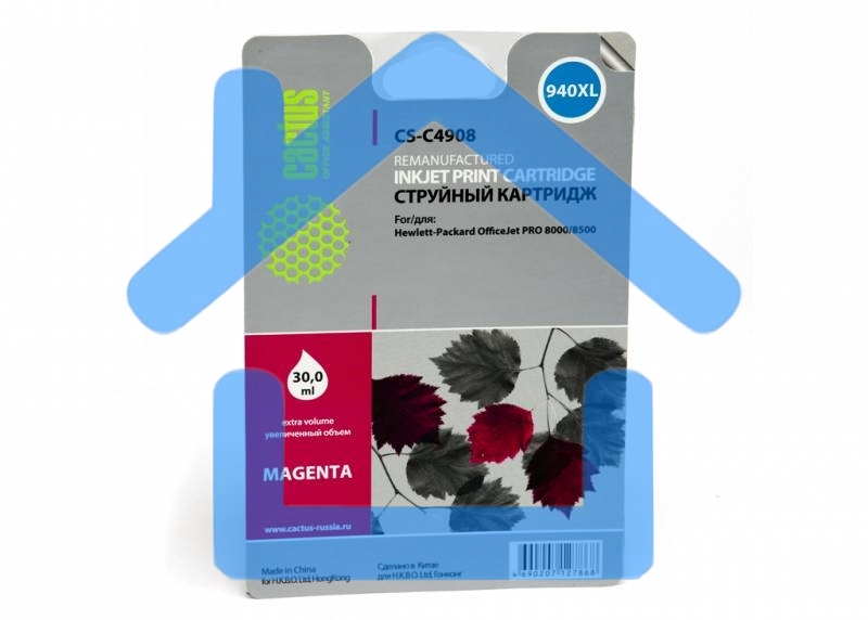 Картридж струйный Cactus CS-C4908 №940 пурпурный (30 ml) для HP OfficeJet PRO 8000/8500