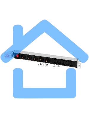 Блок розеток ЦМОRem-10 без шнура с выкл., 5 Schuko, 5 IEC 60320 C13, вход IEC 60320 C14, 10A, алюм., 19