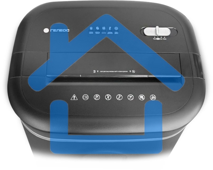 Шредер ГЕЛЕОС УМ28-5, DIN P-5 (5 ур-нь секр.), 28 литров, фрагмент 1,9х12мм, 13-14 лист (70г/м2), CD/пл.карты/скрепки/скобы,