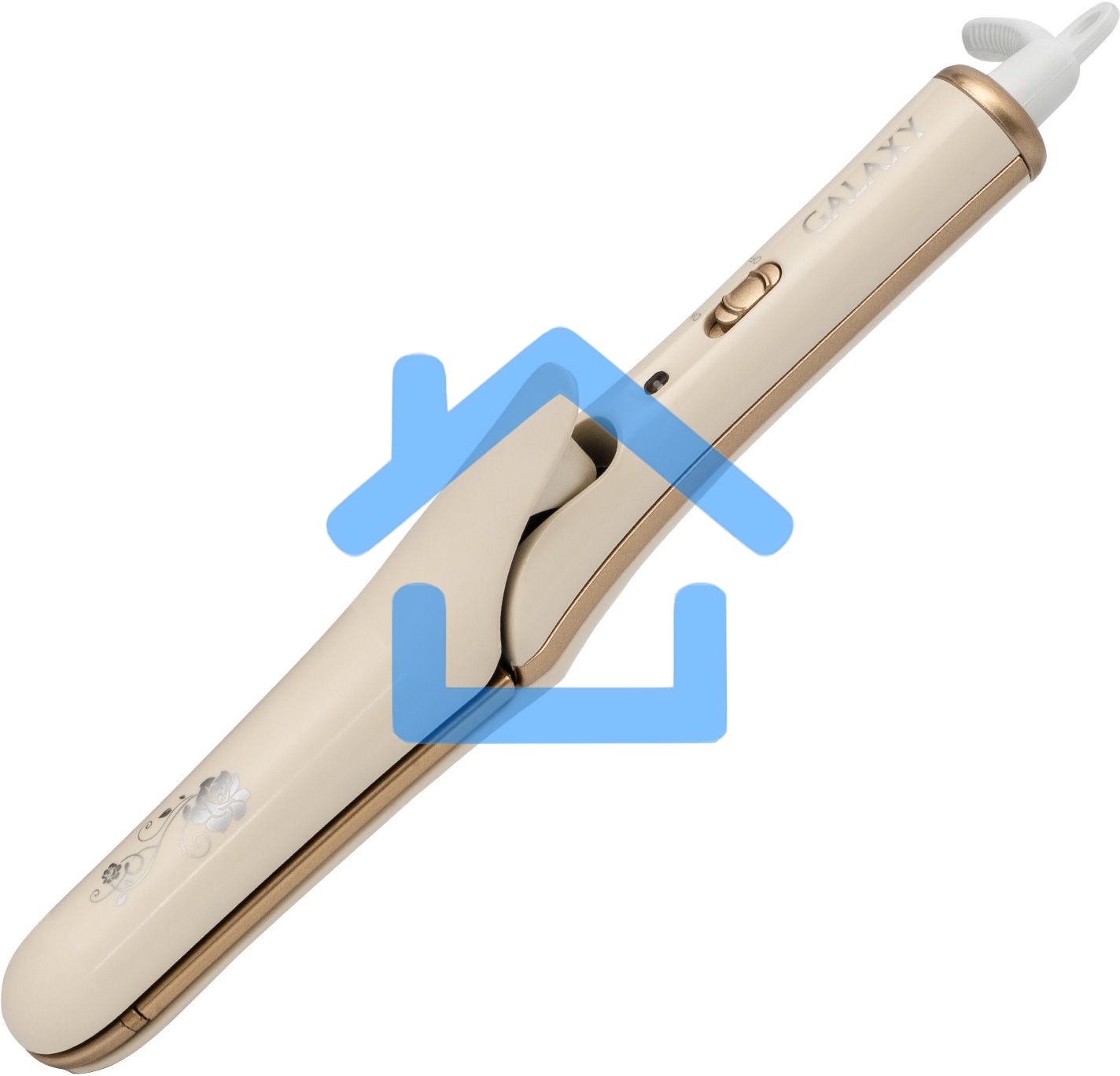 Щипцы для волос с насадкой гофре Galaxy GL 4502, бежевый, 40 Вт, макс. темп. 200°C, нагрев. элемент с защитой от перегр., керам. покрытие пластин, гладкие пластины для выпрям. волос и пласт. 