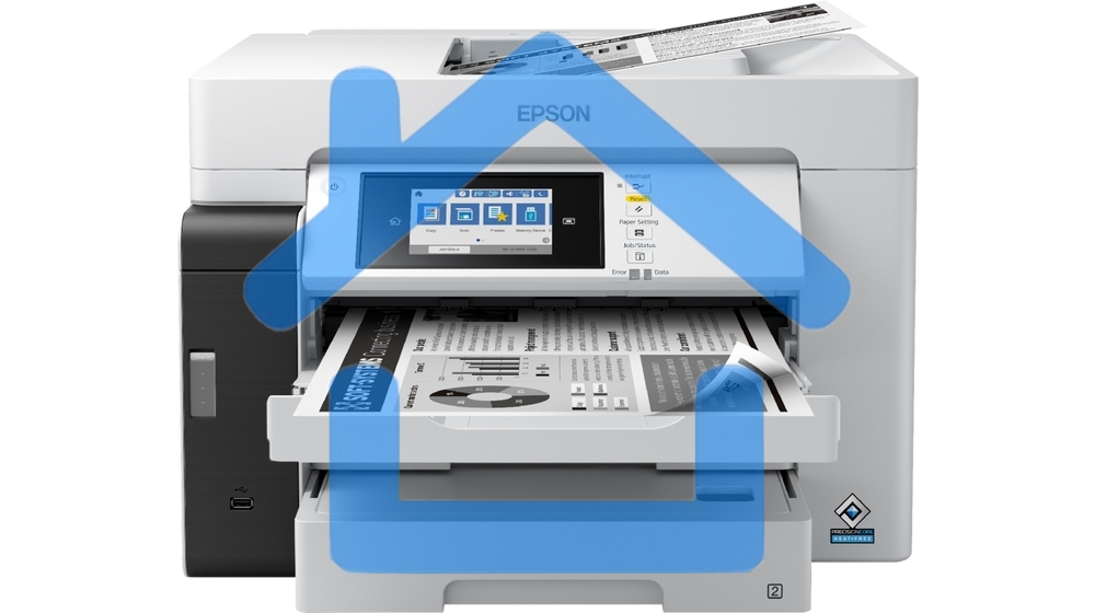 МФУ струйное EPSON M15180 (C11CJ41408), A3+, ч/б, печ. до 25 стр/мин., скан. до 26 стр/мин., 4800 x 1200 dpi (печать) 1200x1200dpi, USB, RJ-45, Wi-Fi, Air Print