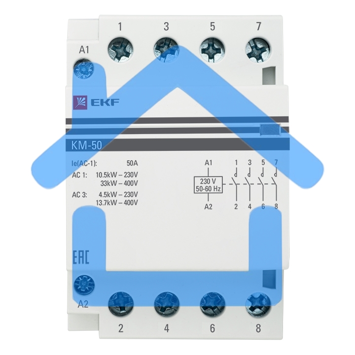Контактор модульный EKF km-3-50-40 КМ 50А 4NO (3 мод.) PROxima