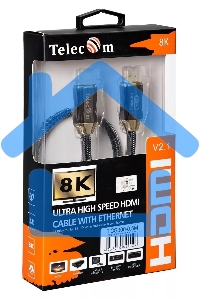 Кабель HDMI 19M/M,ver. 2.1, 8K@60 Hz 0.5m метал разъемы, нейлоновая оплетка Telecom <TCG300-0.5M> Кабель HDMI 19M/M,ver. 2.1, 8K@60 Hz 0.5m метал разъемы, нейлоновая оплетка Telecom