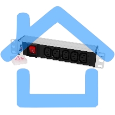 Блок розеток ЦМО Rem-10 без шнура с выкл., 5 IEC 60320 C13, вход IEC 60320 C14, 10A, алюм., 10