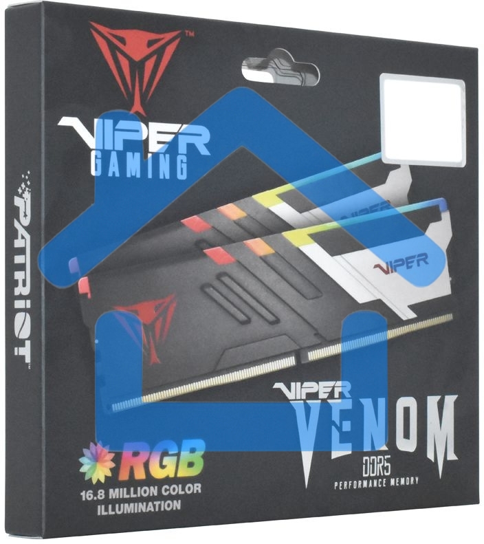 Оперативная память Patriot Viper Venom, DDR5, 32Gb (2x16Gb), 7400MHz, CL36, DIMM, с радиаторами, RGb, черный