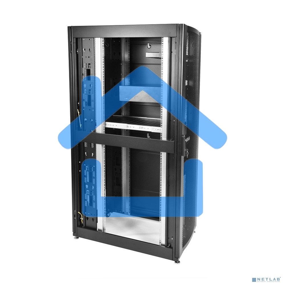 Шкаф серверный ПРОФ напольный 42U (800x1000) дверь перфор., задние двойные перфор., черный, в сборе