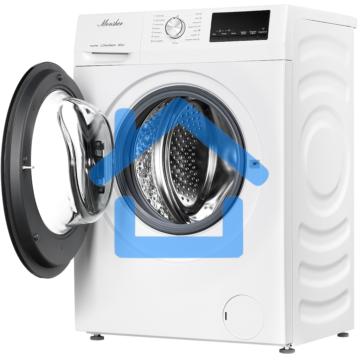 Стиральная машина с сушкой MONSHER MWDM 460 Blanc отдельностоящая, фронтальная, 15 программ, загрузка 8 кг, 1400 об/мин, кнопочное управление, инверторный двигатель, блокировка от детей, энергоэффективность В, белый