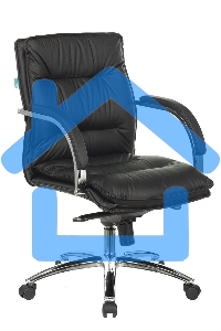 Кресло руководителя Бюрократ T-9927SL-LOW/BLACK черный, кожа, низкая спинка, крестовина хром