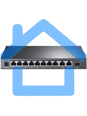 Коммутатор TP-Link 8-port 10/100Mbps Unmanaged PoE switch, 2 Gb RJ45 + 1 Gb SFP uplinks, PoE budget up to 124W