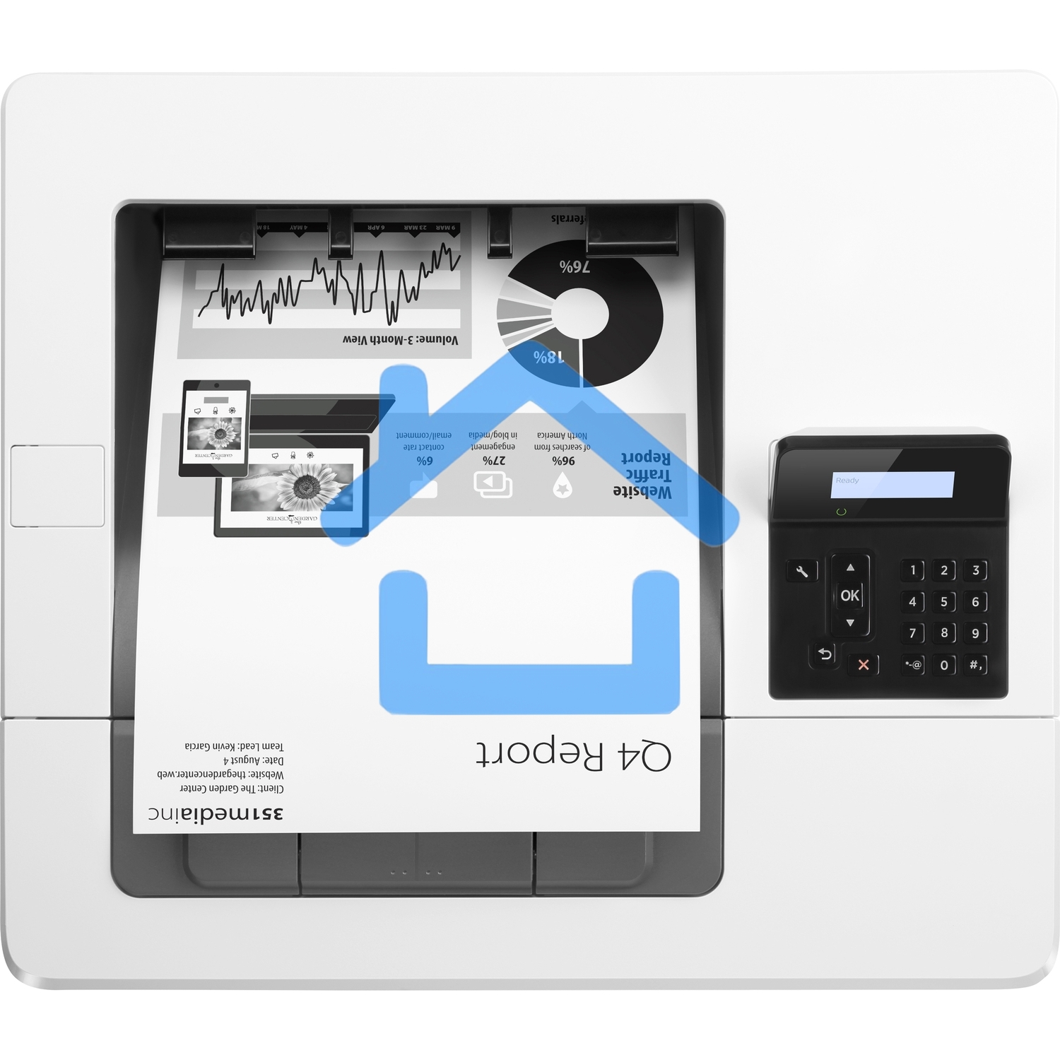 Принтер лазерный HP LaserJet Pro M501dn (J8H61A), A4, ч/б, печ. до 45 стр/мин., 600 x 600 dpi, USB, RJ-45, Air Print