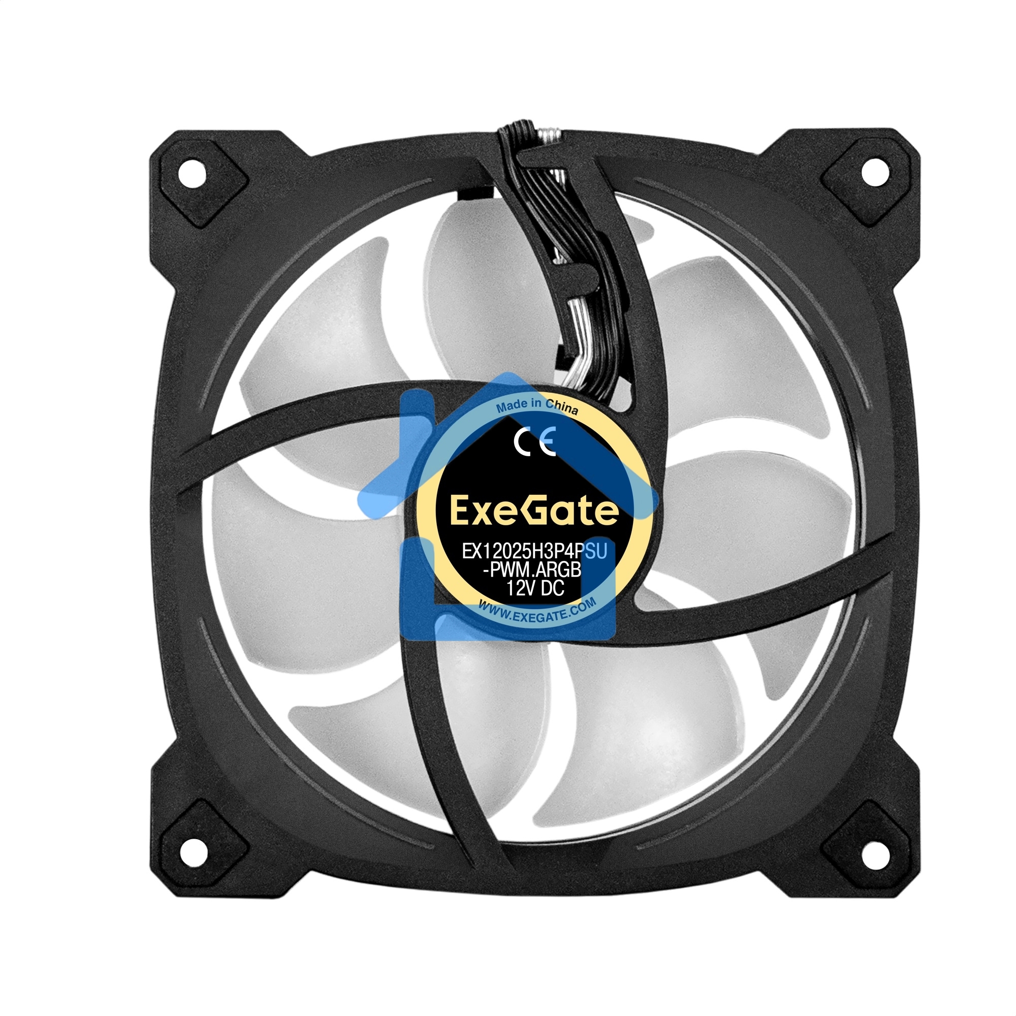 Вентилятор для корпуса ExeGate EX12025H3P4PSU-PWM.ARGB черный, 120 мм, 1800 об/мин, 26 дБ, 4 pin
