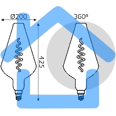 Лампа cветодиодная LED Filament Vase E27 8.5W Gray 165lm 1800K 1/2 180802005 Gauss