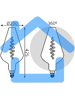 Лампа cветодиодная LED Filament Vase E27 8.5W Gray 165lm 1800K 1/2 180802005 Gauss