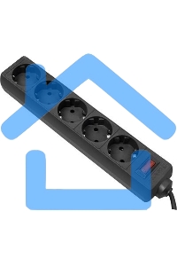 Сетевой фильтр Defender ES, 5.0м, 5 розеток, черный