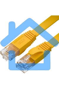 Патч-корд GCR PROF плоский прямой 2.0m, UTP медь кат.6, желтый, 30 AWG, ethernet high speed 10 Gbит/с, RJ45, T568B, GCR-52827