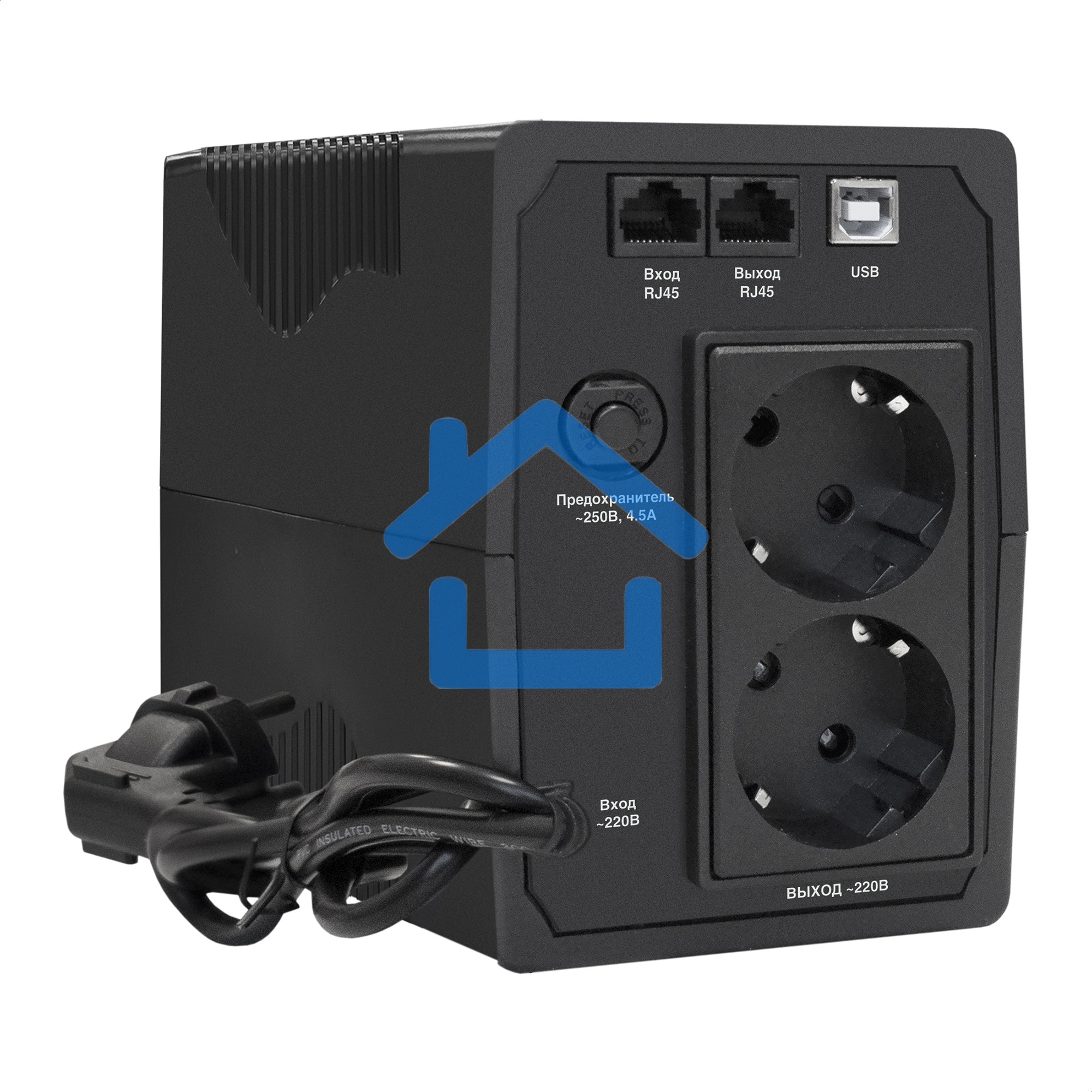 Источник бесперебойного питания ExeGate EP285597RUS SpecialPro UNB-650.LED.AVR.EURO.RJ.USB 650VA/360W, LED, AVR, 2 евророзетки, RJ45/11, USB, черный