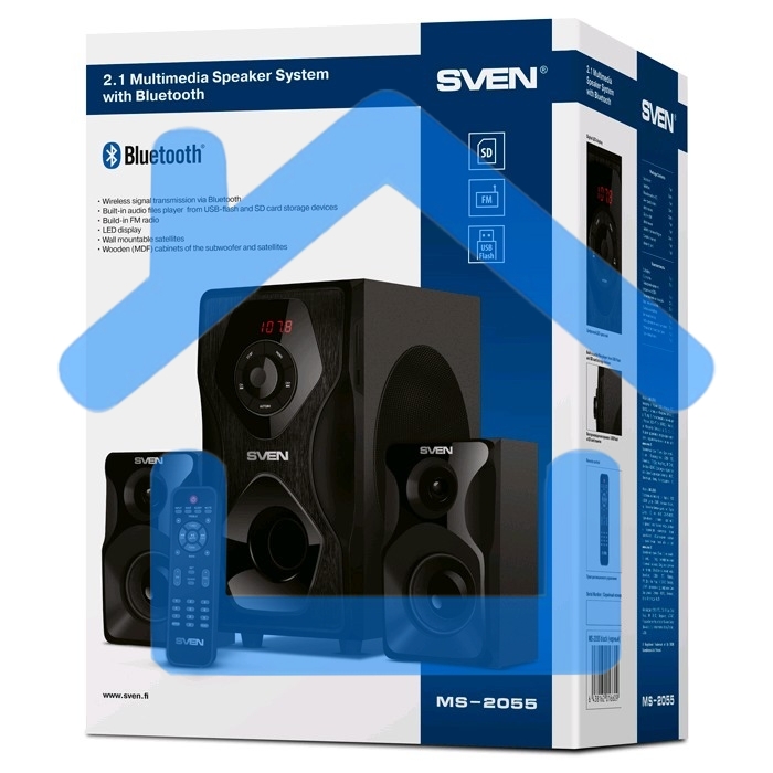 Акустическая система SVEN AC MS-2055, черный (55Вт, FM-тюнер, USB/SD, дисплей, ПДУ, Bluetooth)