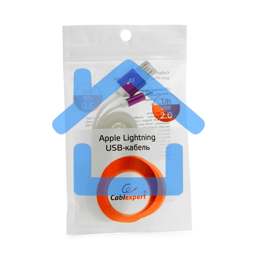 Кабель Gembird USB 2.0 Cablexpert CC-ApUSBp1m, AM/Lightning 8P, 1м, силиконовый шнур, разъемы фиолетовый металлик, пакет