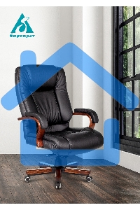 Кресло руководителя Бюрократ T-9925WALNUT/BLACK черный, кожа, крестовина дерево