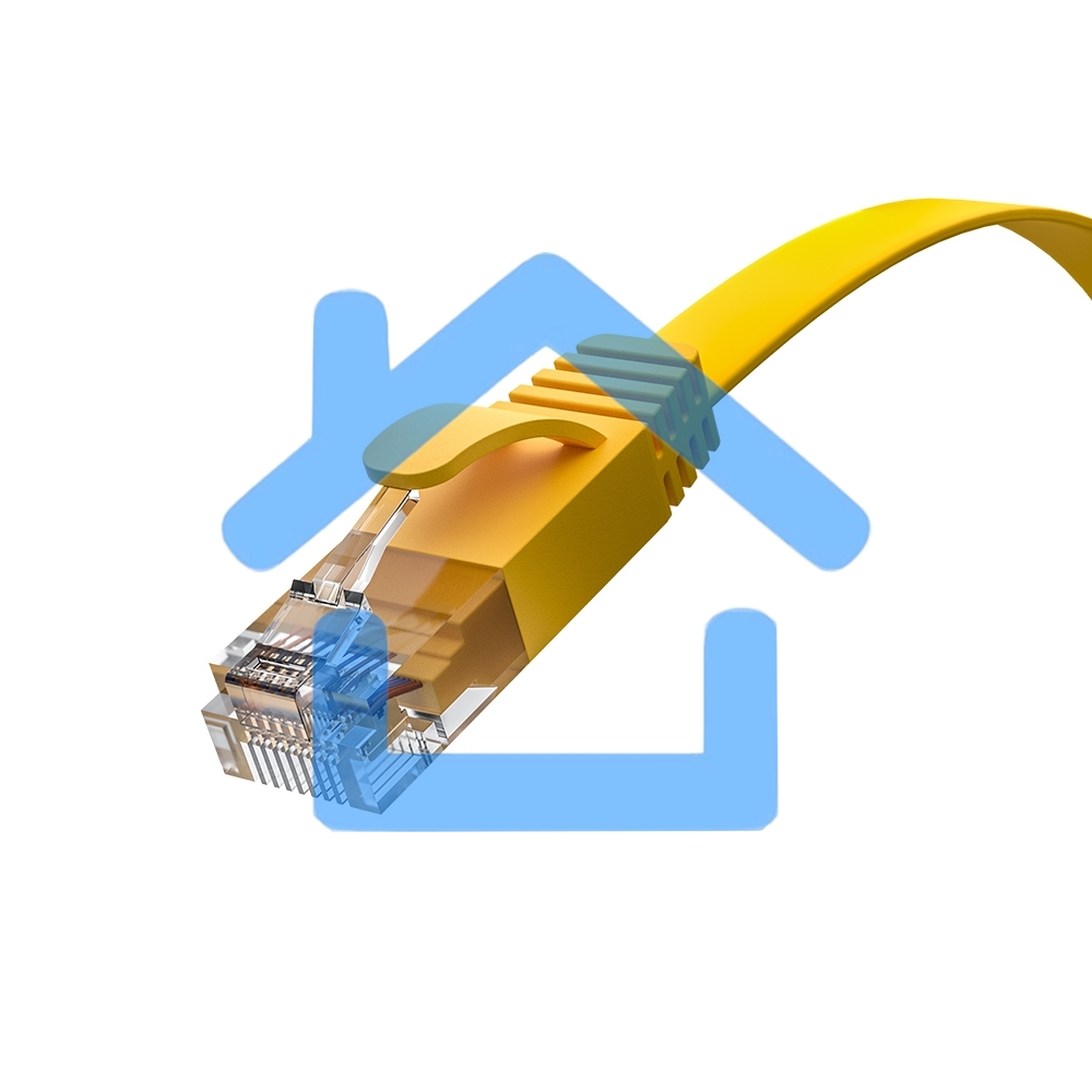 Патч-корд GCR PROF плоский прямой 2.0m, UTP медь кат.6, желтый, 30 AWG, ethernet high speed 10 Gbит/с, RJ45, T568B, GCR-52827