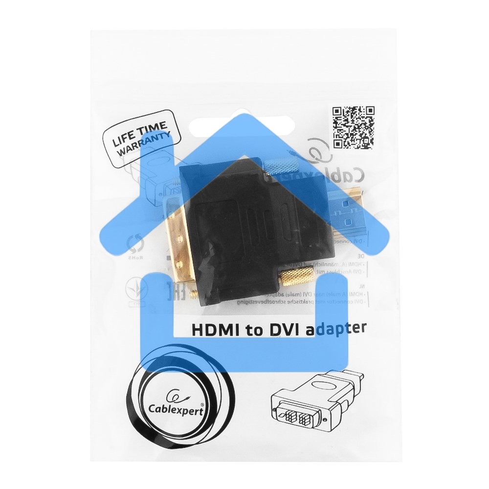 Адаптер (переходник) Gembird HDMI-DVI A-HDMI-DVI-1, 19M/19M, золотые разъемы, пакет