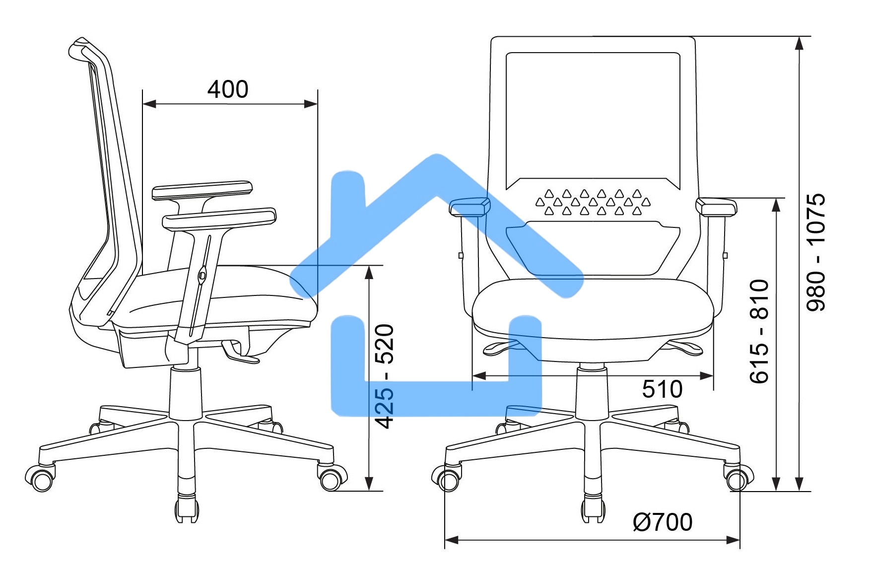 Кресло компьютерное Бюрократ MC-611N TW-01 38-418 черный, сетка/ткань, крестовина пластик