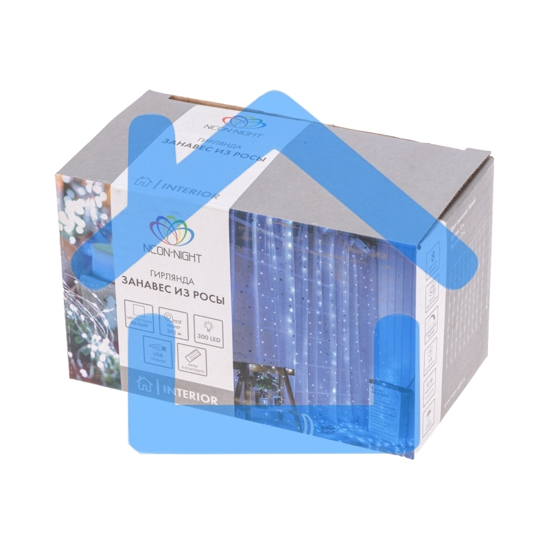 Гирлянда Светодиодный дождь из росы 3х3 м, белый, USB + пульт управления Neon-night