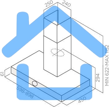 Вытяжка Jetair TOUCH IX/A/90 Декоративный дизайн, Т-образная, 90 см, 3-позиционное ротационное управление, 1200 куб. м., нержавеющая сталь
