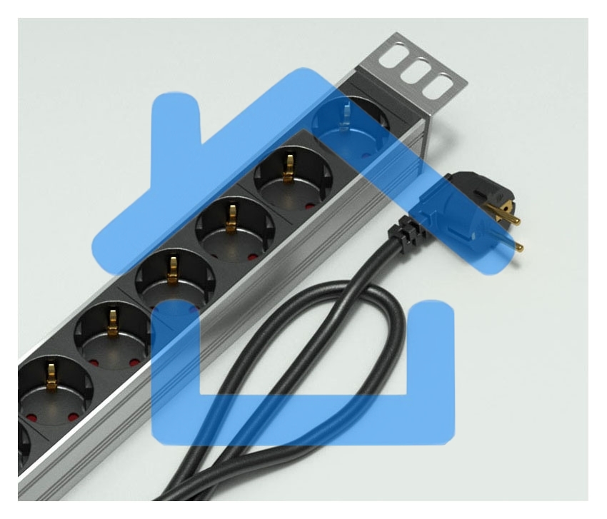 Вертикальный блок розеток ЦМО Rem-16 с авт. 16А, 20 Shuko, 16A, алюм., 33-38U, шнур 3 м. (R-16-20S-A-1420-3)