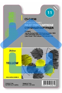 Картридж струйный Cactus CS-C4838 желтый (29 мл) для №11 HP 2000/2500/1000/1100/1200