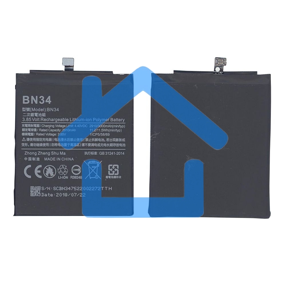 Аккумуляторная батарея BN34 для Xiaomi Redmi 5A 2900mAh / 11.17Wh 3,85V