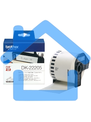Бумажная клеящаяся лента Brother DK22205 62 мм x 30.48 м, черный шрифт, белый фон