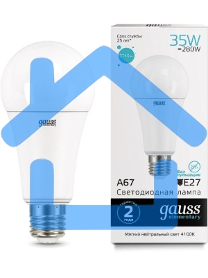 Лампа светодиодная LED Gauss Elementary A67 35Вт E27 4100К