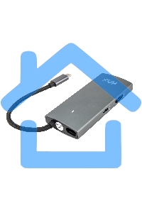 Док-станция HIPER Docking station USB-C HUB 6in1 (1*USB-C 100W PD, 1*HDMI 4K@60Hz, 2*USB-A 3.0 (5Gbps data), 1*USB-C 3.0 (5Gbps data), 1*RJ45 Gb)