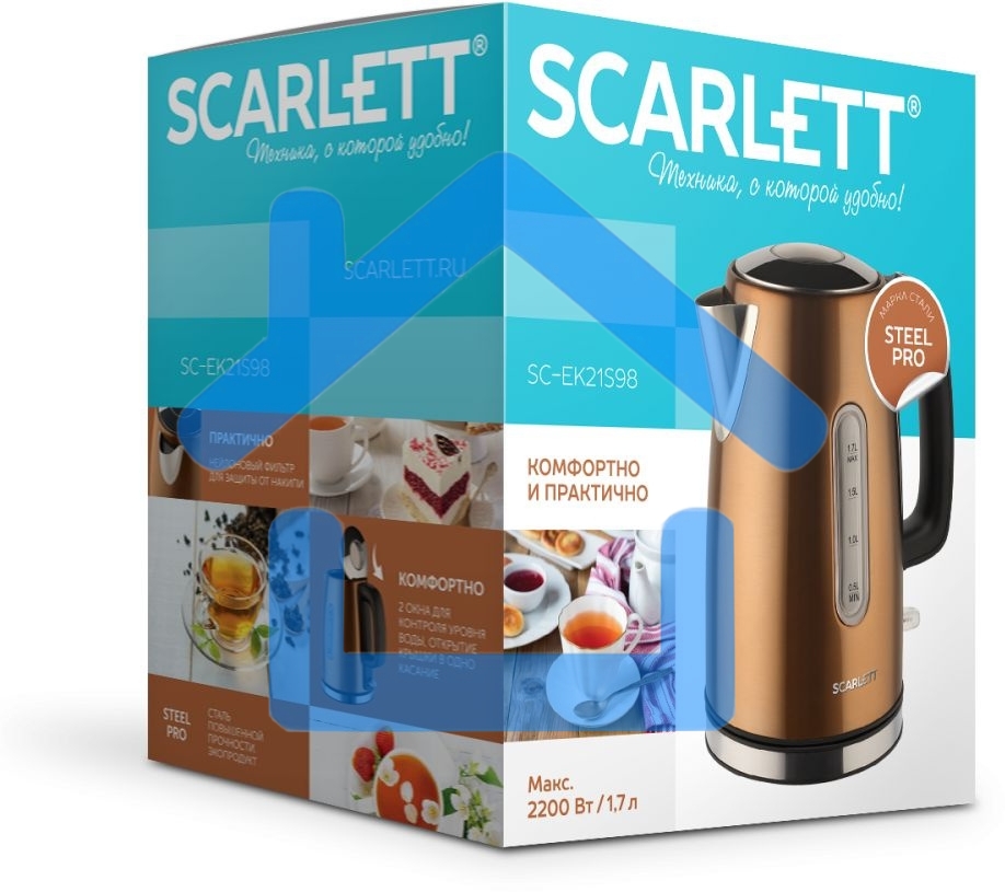 Чайник электрический Scarlett SC-EK21S98 1.7л. 2200Вт бронзовый (корпус: нержавеющая сталь)
