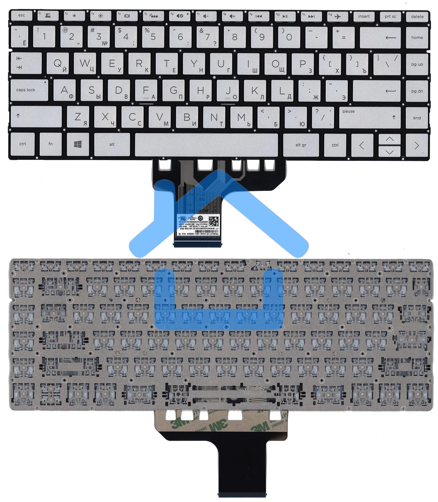 Клавиатура для ноутбука HP Pavilion 13-AN серебристая