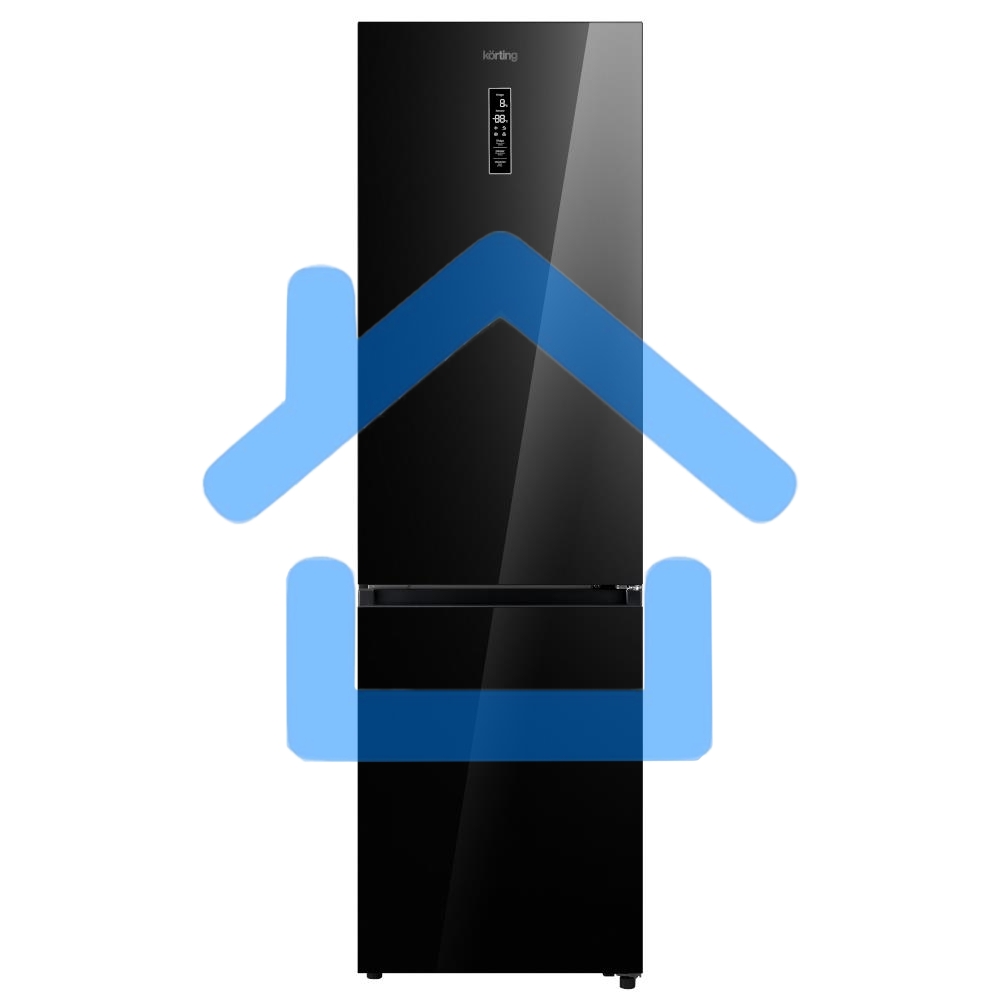 Холодильник Korting KNFC 62029 GN черный стекло двухкамерный 256/104л морозилка снизу, No Frost