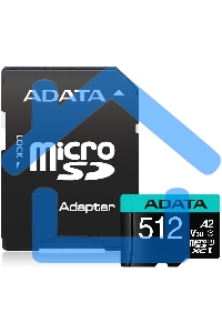 Карта памяти MICRO SDXC 512Gb W/AD. AUSDX512GUI3V30SA2-RA1 ADATA