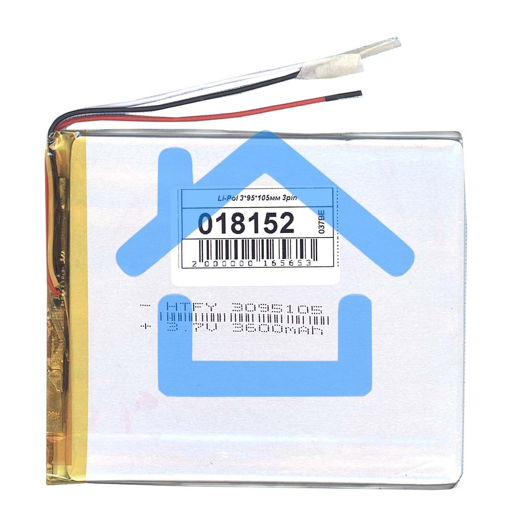 Аккумулятор Li-Pol (батарея) 3*95*105мм 3pin 3.7V/3600mAh