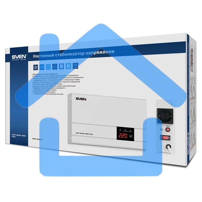 Сетевой фильтр SVEN (Стабилизатор напряжения) AVR SLIM-500 LCD