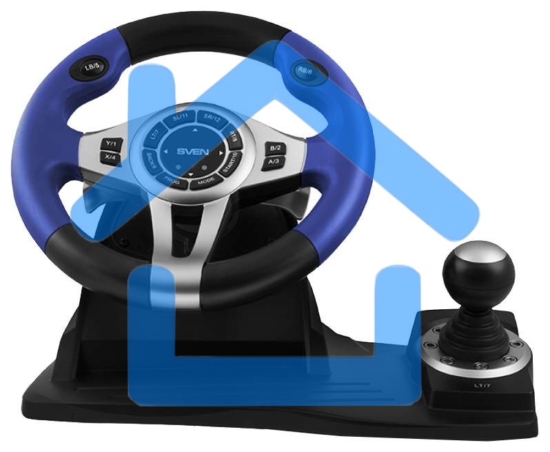 Руль черный Sven GC-W600 (виброотдача, педали, джойстик, 12 кн., USB)