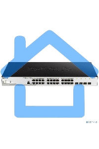 Коммутатор управляемый D-Link DGS-1210-28P/ME/B2A 2 уровня с 24 портами 10/100/1000Base-T и 4 портами 1000Base-X SFP (24 порта с поддержкой PoE 802.3af/802.3at (30 Вт), PoE-бюджет 193 Вт)