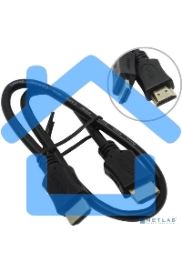 Кабель HDMI C-HM-HM-0.5M Wize,0.5 м, v.2.0, 19M/19M, позол.разъемы, экран, черный, пакет
