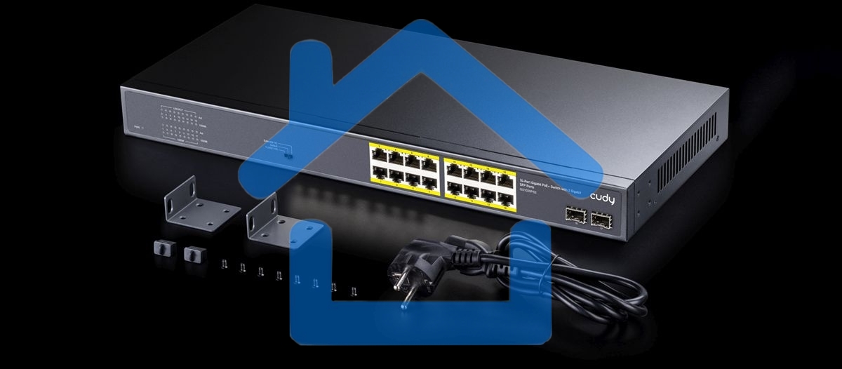Коммутатор Cudy GS1020PS2 (L2) 16x1Гбит/с 2SFP 16PoE+ 200W неуправляемый