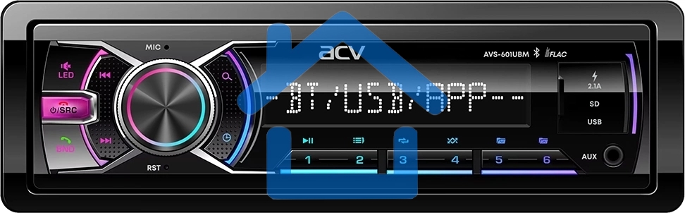 Автомагнитола ACV AVS-601UBM 1DIN 4x50Вт AUX 3 (43340)
