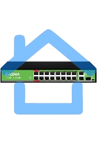 Коммутатор Digma DSP216F-1G-1C-R300 (L2) 16x100Мбит/с 1x1Gbит/с 1xКомбо(1000BASE-T/SFP) 16PoE 16PoE+ 2PoE++ 300W неуправляемый