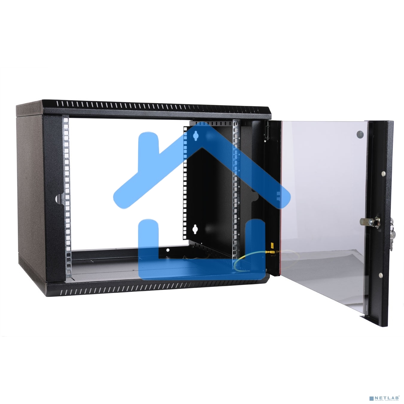 Шкаф телекоммуникационный настенный разборный ЦМО ЭКОНОМ 6U (600 x 350) дверь металл, черный (ШРН-Э-6.350.1-9005)