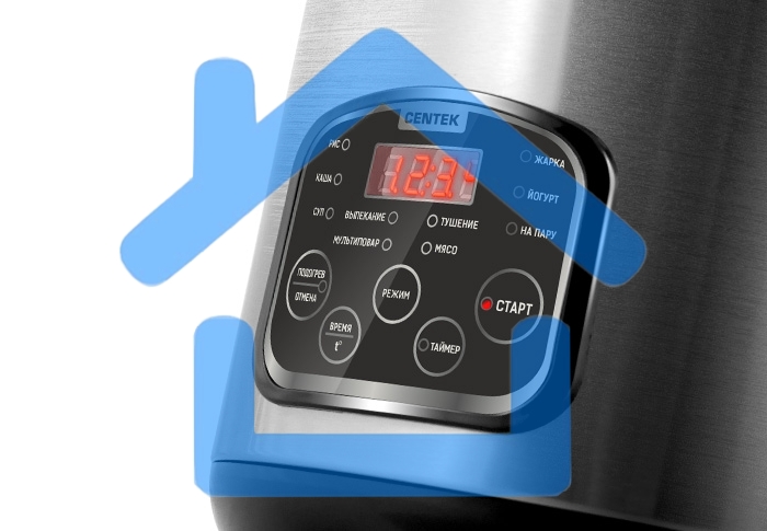 Мультиварка Centek CT-1490 (сталь)скороварка,1000Вт; 5.0л, 8 программ, ненагр крышка, а/п покр(4)