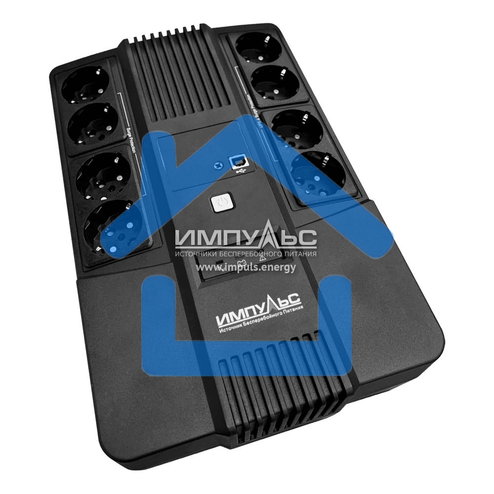Источник бесперебойного питания Импульс ИБП ИМПУЛЬС МАСТЕР 600, 600ВА/360Вт, LED, USB, RJ11/RJ45, SCHUKOx8